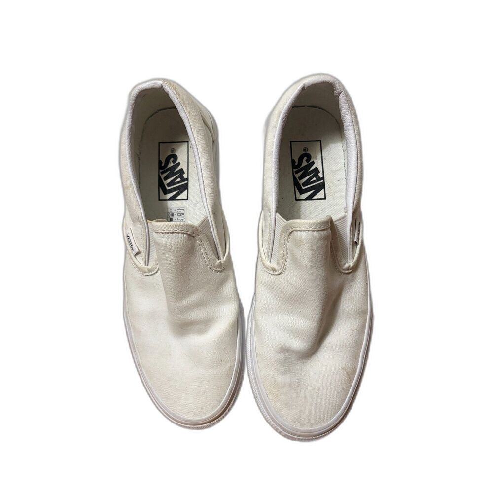 Vans Classic Slip-On Shoes – White Canvas – Women’s 8 / Men’s 6.5